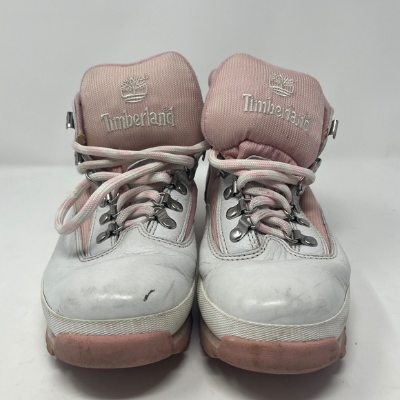 Timberland Shoes - Timberland Euro Hiker White Pink Leather Hiking Boots Womens 9M 85348